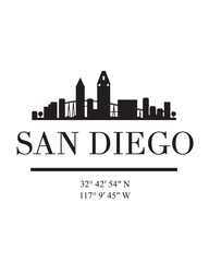 Fototapeta premium Editable vector illustration of the city of San Diego with the remarkable buildings of the city