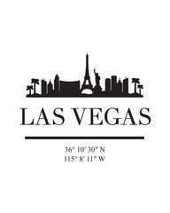 Fototapeta na wymiar Editable vector illustration of the city of Las Vegas with the remarkable buildings of the city