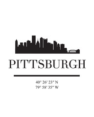 Editable vector illustration of the city of Pittsburgh with the remarkable buildings of the city