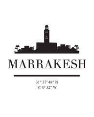 Editable vector illustration of the city of Marrakesh with the remarkable buildings of the city