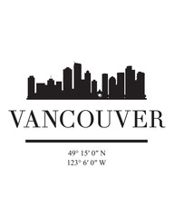Obraz premium Editable vector illustration of the city of Vancouver with the remarkable buildings of the city