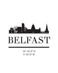 Obraz premium Editable vector illustration of the city of Belfast with the remarkable buildings of the city
