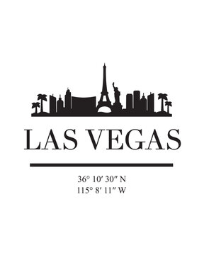 Editable vector illustration of the city of Las Vegas with the remarkable buildings of the city