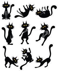Cat black cat meow pussy funny cartoon pose