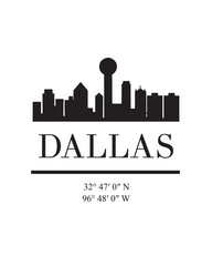 Obraz premium Editable vector illustration of the city of Dallas with the remarkable buildings of the city