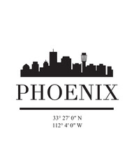 Editable vector illustration of the city of Phoenix with the remarkable buildings of the city