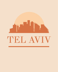 Editable vector illustration of the city of Tel Aviv with the remarkable buildings of the city