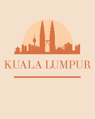 Editable vector illustration of the city of Kuala Lumpur with the remarkable buildings of the city