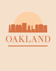 Editable vector illustration of the city of Oakland with the remarkable buildings of the city