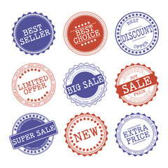 Set of vintage stamps for price tags sale.
