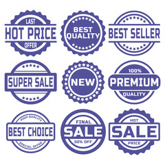 Set of vintage stamps for price tags sale.