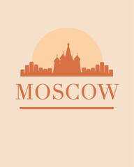Editable vector illustration of the city of Moscow with the remarkable buildings of the city