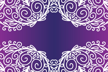 Beautiful colourful  gradient background with white flower leaf line art pattern of indonesian culture traditional batik