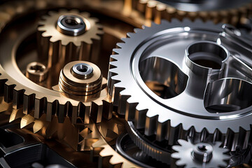 Background of mechanical gears. AI technology generated image