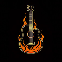 Minimalist illustration with a guitar, generative AI.