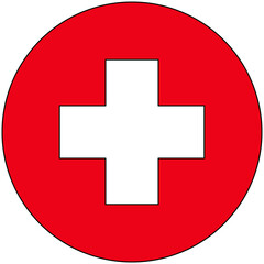 Obraz premium outline red cross, circle with plus of middle 