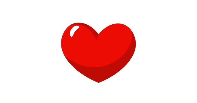 Animation of a red Heart Broken Icon on white background with a copy space