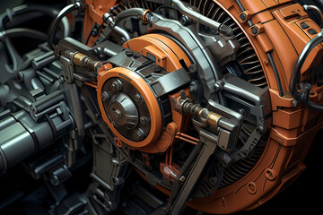 Fototapeta premium Engine structure. AI technology generated image