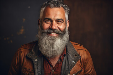 Obraz premium Generative ai collage of cool modern man guy look in camera on black color background