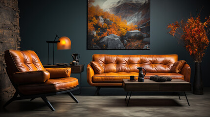 Modern Living room leather couch