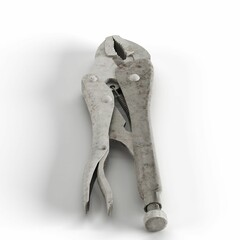 Close-up of a 3D rendered model of pliers