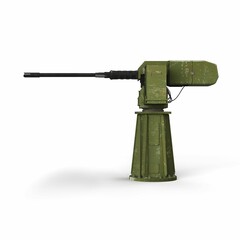 3d rendering of a green machine gun on white background