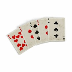3d rendering of playing cards on white background