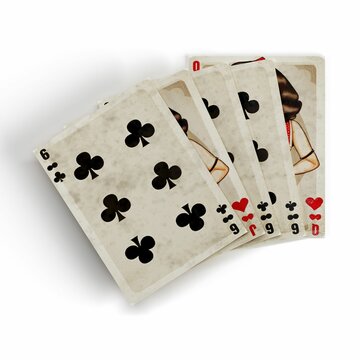 3d rendering of playing cards on white background