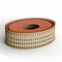 3D render of an elliptical amphitheater isolated on the white background