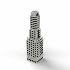 3D render of a gray modern office building isolated on the white background