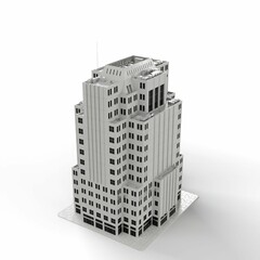 3D render of a gray modern office building isolated on the white background