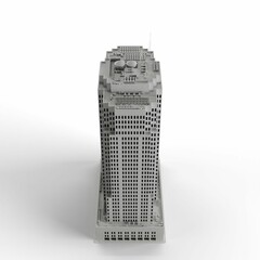 3D render of a gray modern office building isolated on the white background