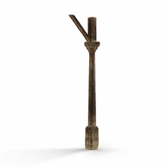 3D rendered scale model of an old, wooden pole