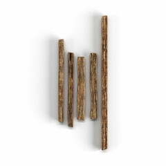 Realistic 3D render of wooden pieces in different sizes