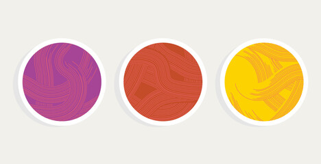 circles stickers set with outline swirl texture 