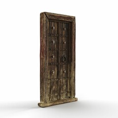 3D rendered scale model of an old wooden door with a latch