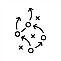 soccer tactics icon, game success strategy in football, scheme play, vector illustration on white background.	
