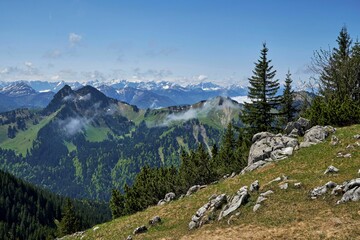Fototapeta premium Scenic view of a mountainous landscape of the Bavarian Alps