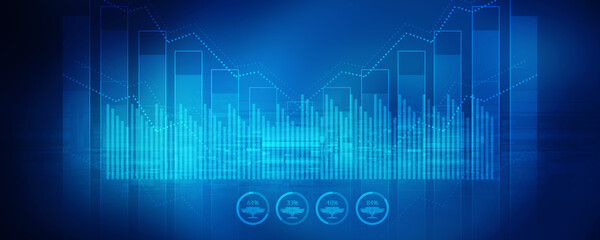 2d rendering Stock market online business concept. business Graph 