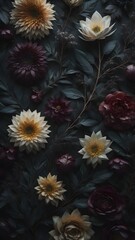 Dark Flowers in a Fantasy Setting Wallpaper