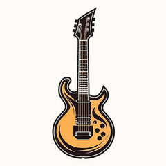 Obraz premium Minimalist illustration with a guitar, generative AI.