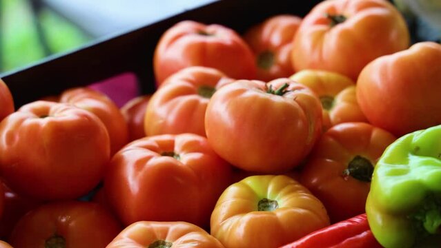 tomatos at a farmers market