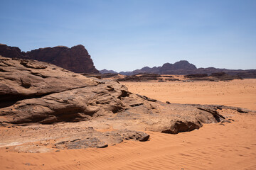 The desert of Wadi Rum national park in Jordan, Middle East.