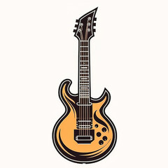 Fototapeta premium Minimalist illustration with a guitar, generative AI.