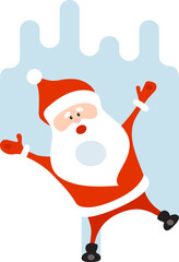 Funny happy Christmas Santa Claus character on the window. For glass sticker