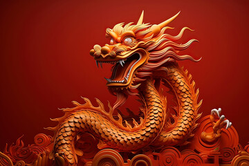 Fototapeta premium Background of China Dragon's Effectiveness. AI technology generated image