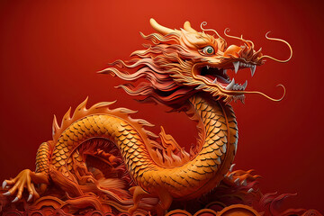 Fototapeta premium Background of China Dragon's Effectiveness. AI technology generated image