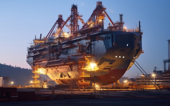 Stunning image of a massive warship being constructed in a dry dock