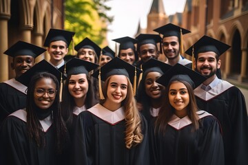 Obraz premium Memorable Graduation Day: Friends and Success in Academic Gowns