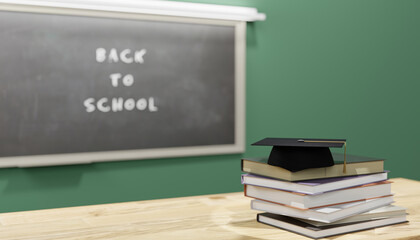 Classroom Education: Back to School with Books, Chalkboard